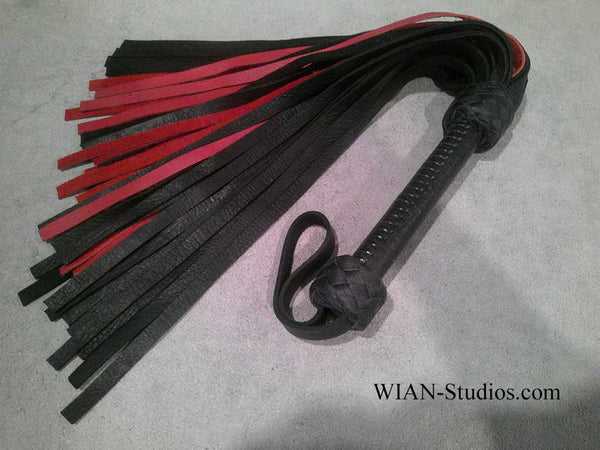 Black Buffalo and Red Cowhide Flogger, Medium