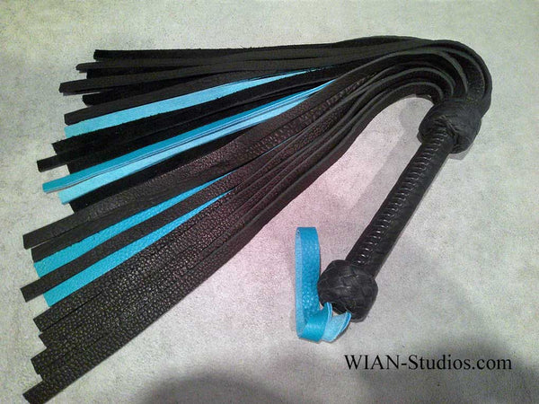 Black and Turquoise Bullhide Flogger