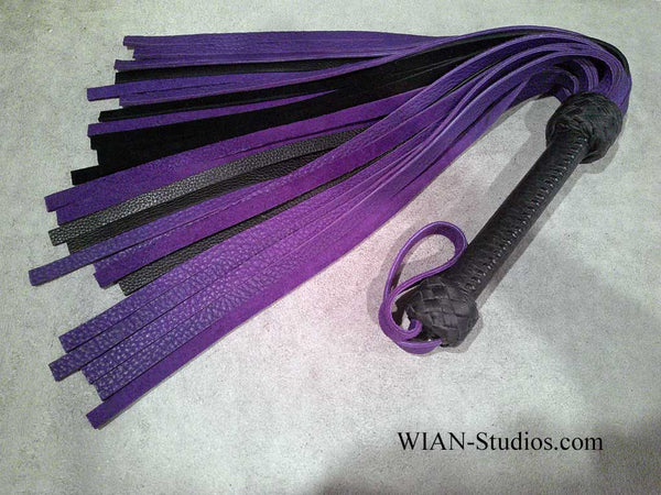 Purple and Black Bullhide Flogger, Black Handle