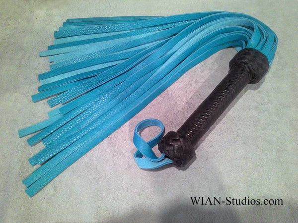 Turquoise Blue Bullhide Flogger, Wider Black Handle