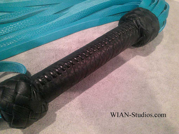 Turquoise Blue Bullhide Flogger, Wider Black Handle