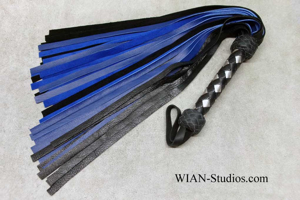 Black and Royal Blue Cowhide Flogger