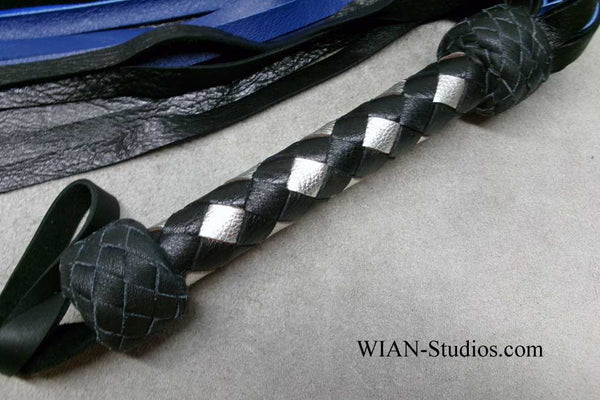 Black and Royal Blue Cowhide Flogger