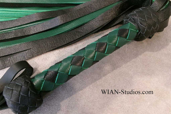 Black and Green Cowhide Flogger