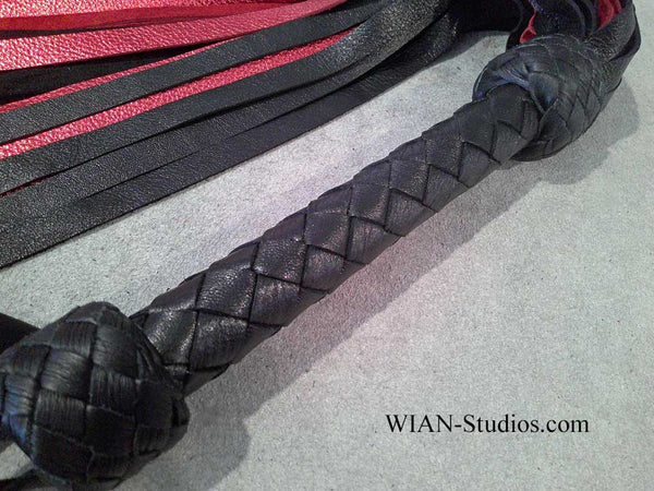 Black and Metallic Red Cowhide Flogger