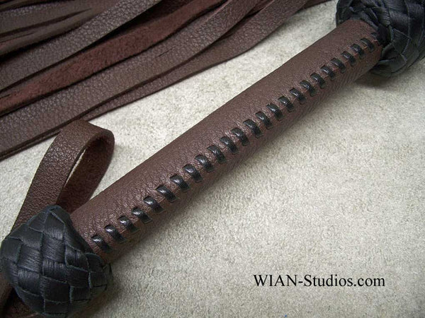 Chocolate Brown Cowhide Flogger, Heavier Hide, Wide Handle