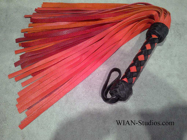 Orange and Red Cowhide Flogger, Medium