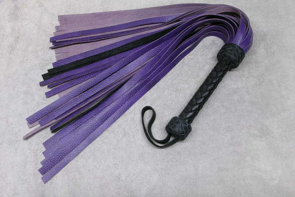 Purple and Black Cowhide Flogger