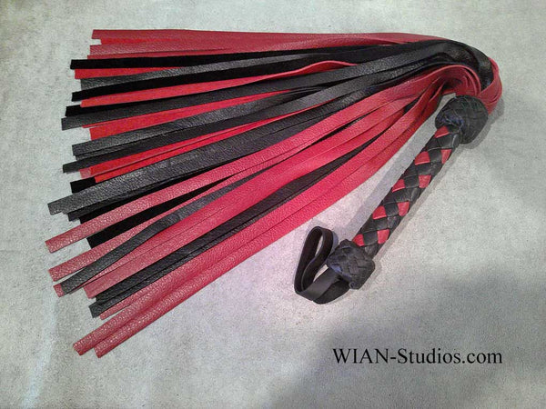 Red and Black Cowhide Flogger