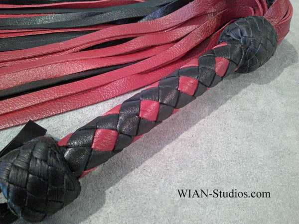 Red and Black Cowhide Flogger