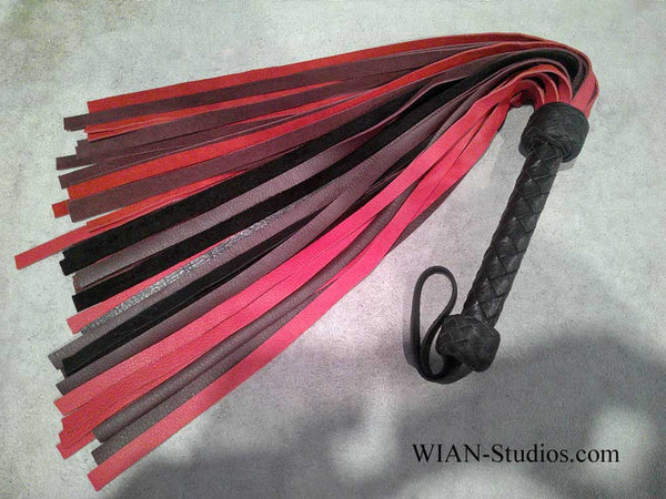 Red, Burgundy and Black Cowhide Flogger