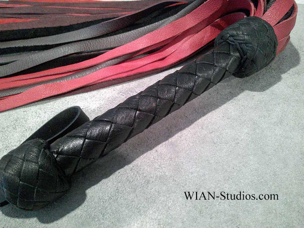 Red, Burgundy and Black Cowhide Flogger