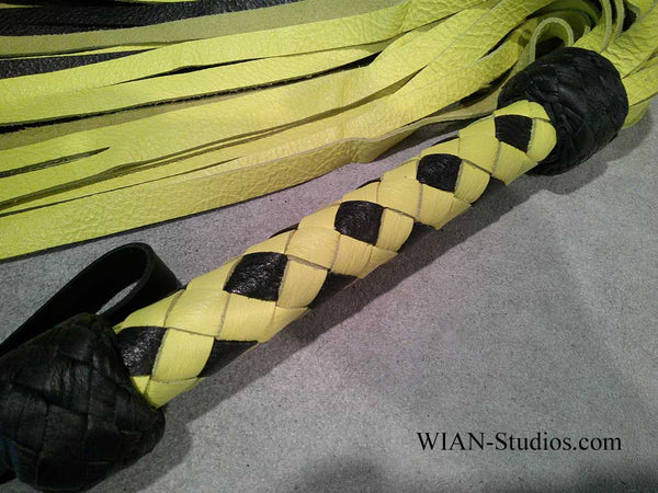 Yellow and Black Cowhide Flogger