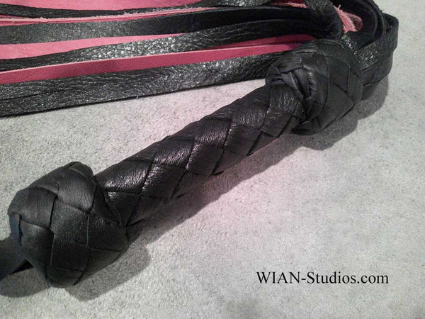 Black and Rose Pink Cowhide Flogger, Small