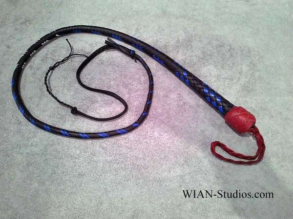 Snake Whip, Black, Red, Blue and White, 3'