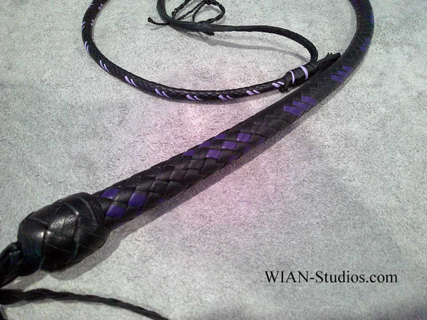 Snake Whip, Black with Dark and Light Purple Accents, 3'