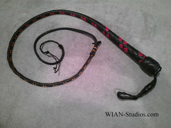 Snake Whip, Black with Hot Pink and Natural Accents, 2.5'