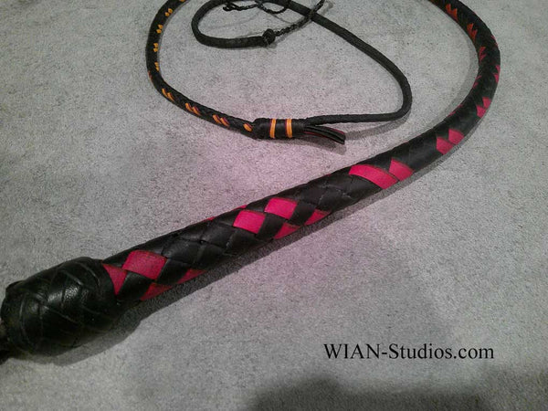 Snake Whip, Black with Hot Pink and Natural Accents, 2.5'